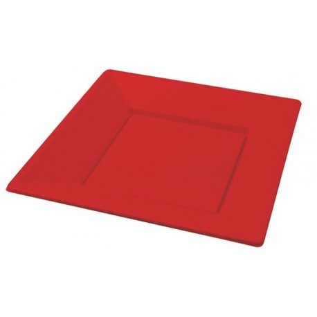 Platos de Plástico Cuadrados Rojos 230mm Comprar Online