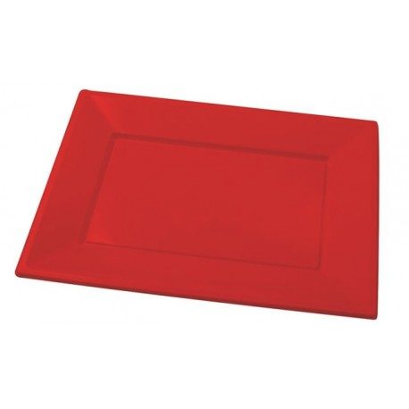 Bandejas de Plástico PS Rojas 33cm x 22,5cm