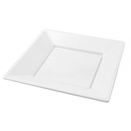 Platos de Plástico PS Cuadrados Blancos 17cm