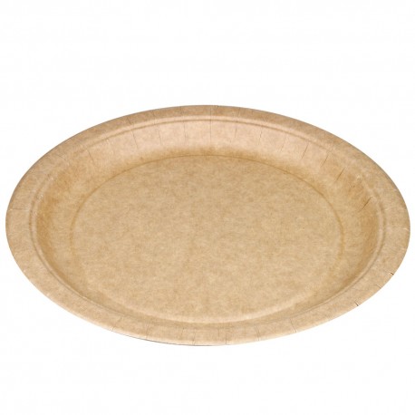 Platos Biodegradables de Cartón Kraft 23cm