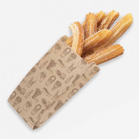 Bolsas para Churros Antigrasa 14+7x28cm