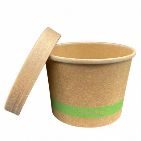 Tarrinas Biodegradables de Cartón Kraft con Tapa 360ml