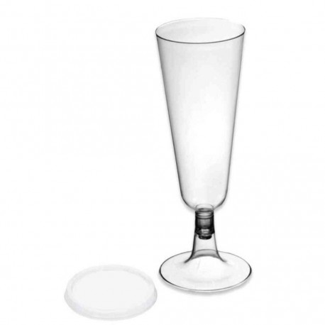 Copas de Cava de Plástico CON TAPA 150ml Transparentes