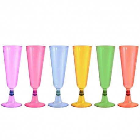 Copas de Cava de Plástico PS Colores Surtidos 150ml 