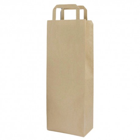 Bolsas de Papel Kraft con Asas para Botellas 18+9x37cm 80gr