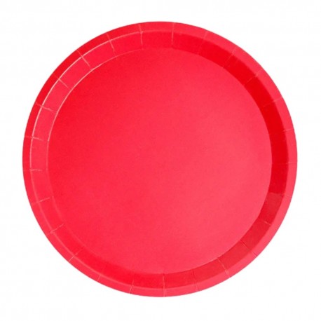 Platos Biodegradables Rojos de Cartón 20,5cm