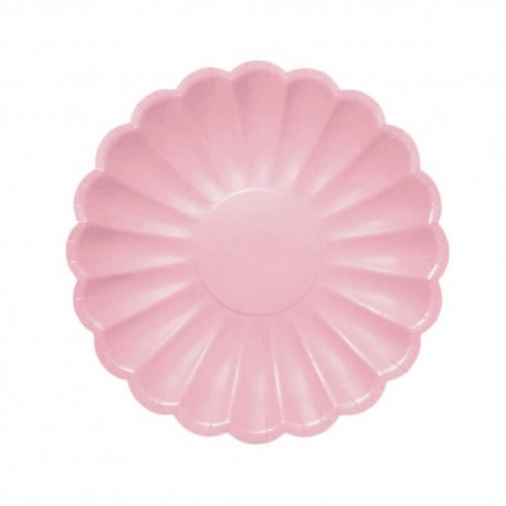 Platos de Cartón Elegantes Rosa Pastel 18cm (8 Uds)