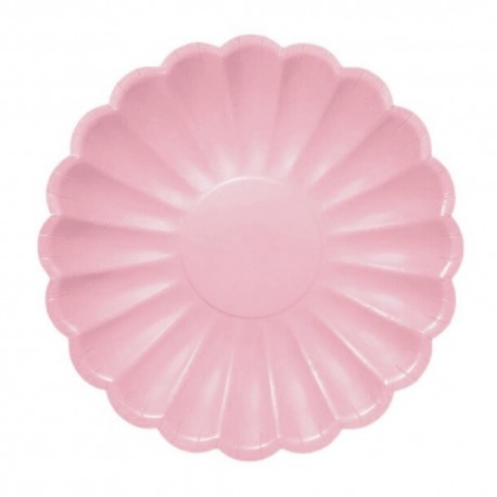 Platos de Cartón Elegantes Rosa Pastel 23cm (6 Uds)