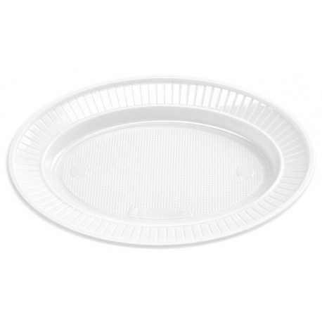 Platos de Plástico Ovalado PS Blancos 180 x 220mm (Caja 720 Uds)