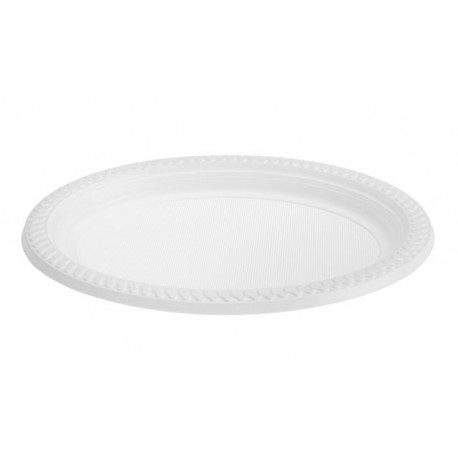 Platos de Plástico Ovalado PS Blancos 270 x 210mm (Caja 720 Uds)