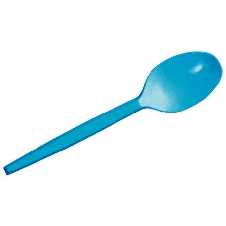 Cucharitas de Plástico PS Café / Postre Azul Nube 12,5cm