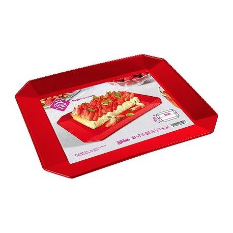 Bandeja de Plástico PS Lux Roja Reutilizable 28 x 23 cm