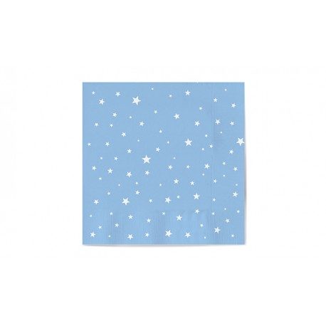 Servilletas de Papel Punta-Punta 33 x 33 cm Decoradas con Estrellas Azules  Baby (20 Uds)