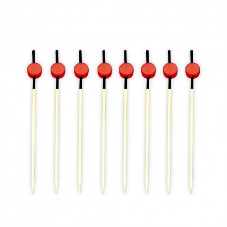 Pinchos de Bambú Decorados Negro y Rojo 120 mm. (Paquete 200 Uds)